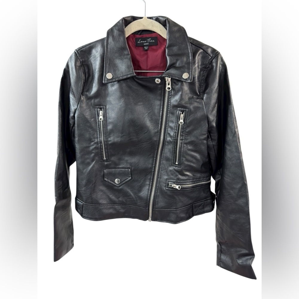 Love Tree Black Leather Jacket